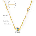 Dainty Enamel Fish & Crystal Necklace