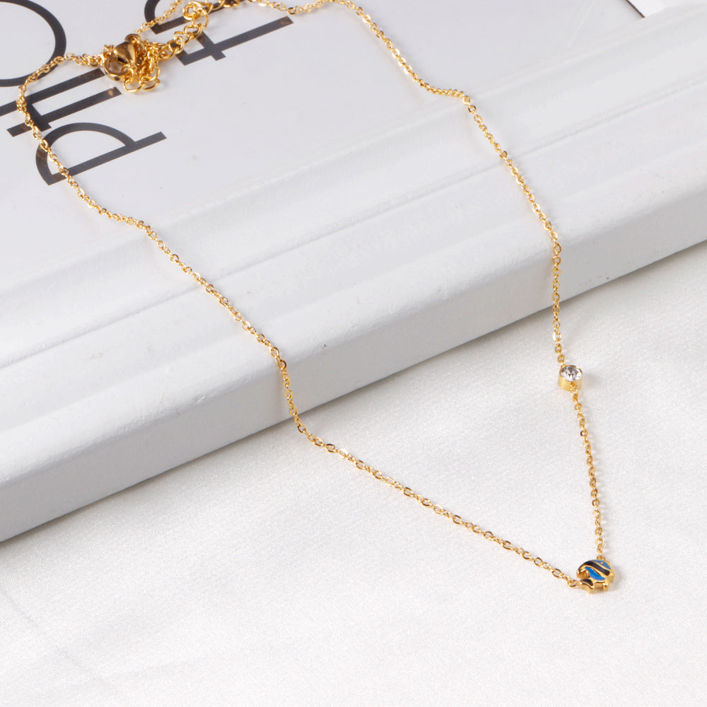 Dainty Enamel Fish & Crystal Necklace
