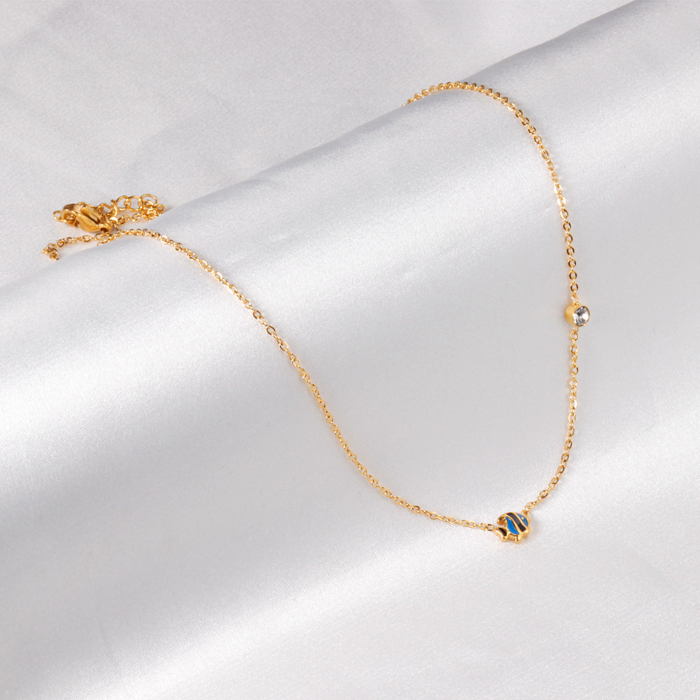 Dainty Enamel Fish & Crystal Necklace