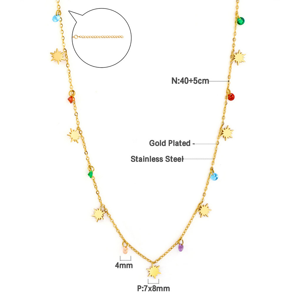 Droplet Charm Necklace - 18k Gold Plated Stainless Steel