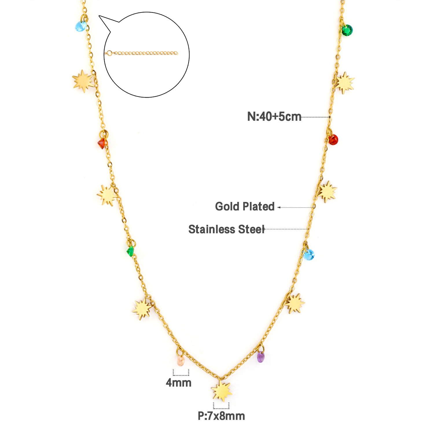 Droplet Charm Necklace - 18k Gold Plated Stainless Steel