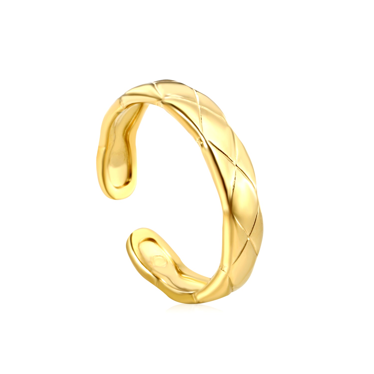 18k gold plated open ring on a white background