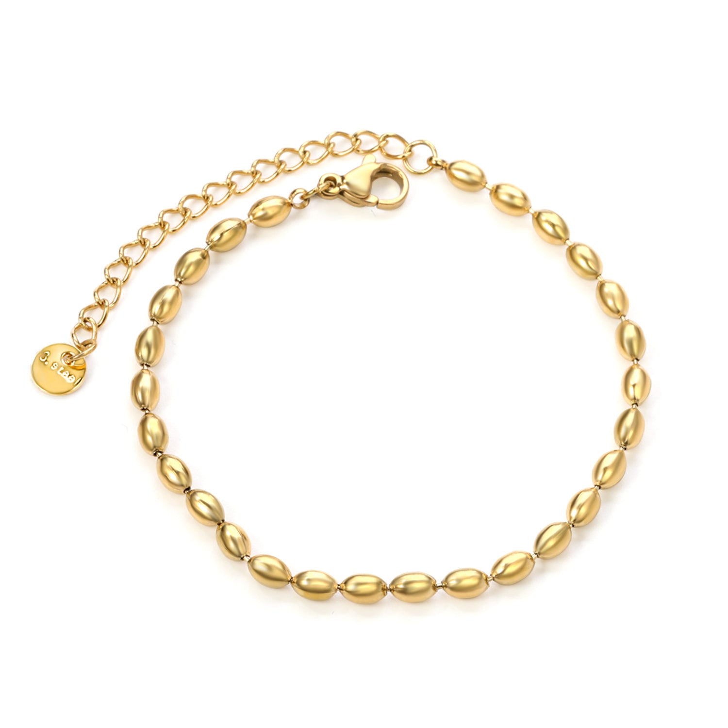 18k gold plated bracelet with beaded design on a white background | elazo