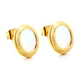 18k gold plated circular cufflinks on a white background elazo