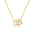 18k gold plated necklace with two clear gemstones on a white  background 18K Gold Plated on premium Stainless Steel, this necklace  is 100% waterproof, sweat-proof, and anti-tarnish. Designed for active women. Skin-friendly for the Chennai gym heat. Buy 2 Get 1 FREE!