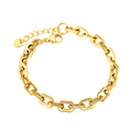 18k gold plated chain bracelet on a white background waterproof anti tarnish jewelry india elazo