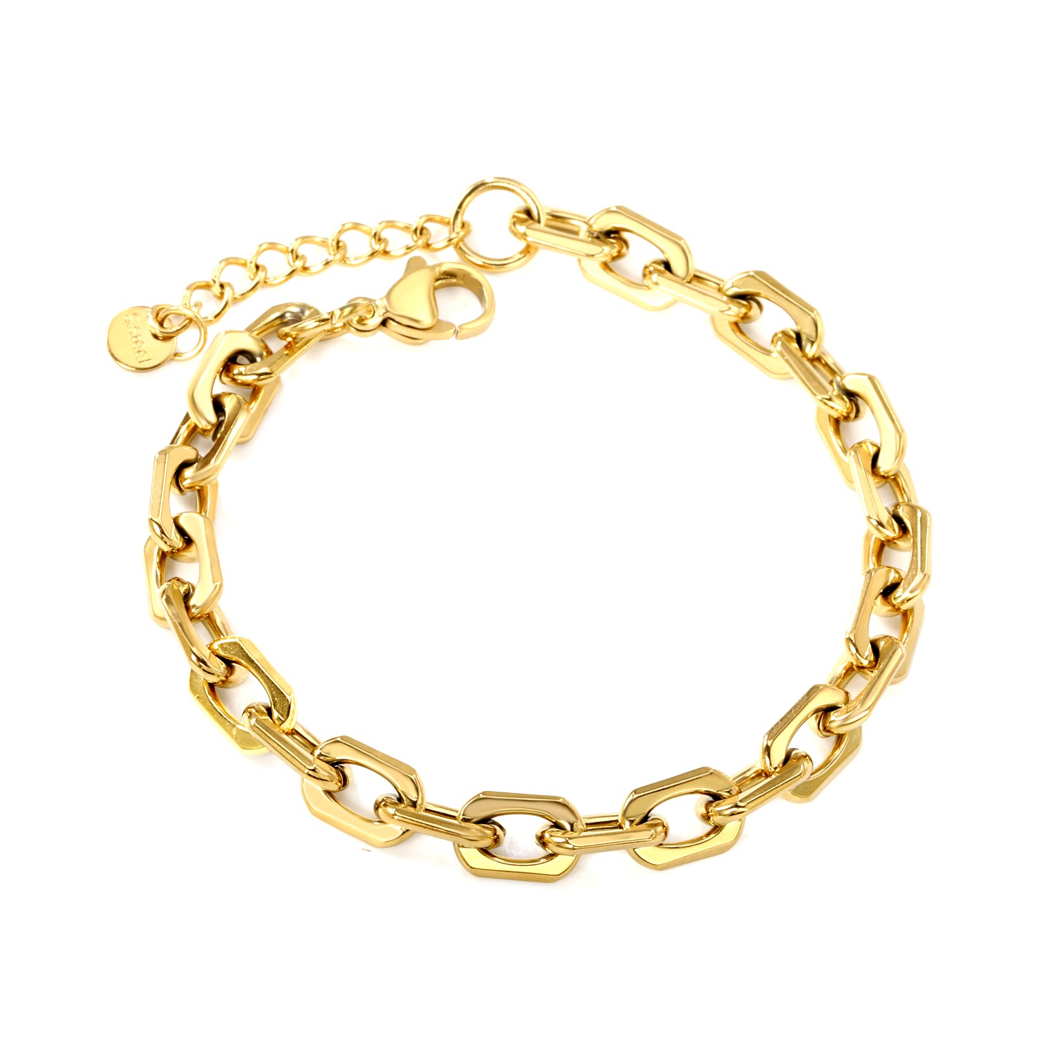 18k gold plated chain bracelet on a white background waterproof anti tarnish jewelry india elazo