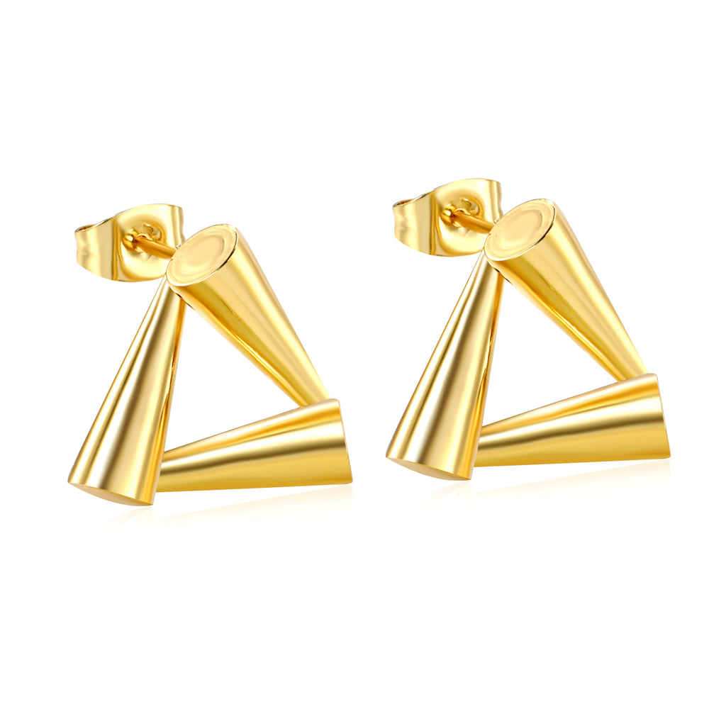 elazo 18k gold plated triangle-shaped earrings on a white background 