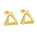 elazo 18k gold plated triangle-shaped earrings on a white background 