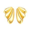 Pair of gold earrings on a white background 18k gold plated waterproof anti tarnish jewelry india elazo