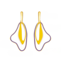 18k gold plated and purple earrings on a white background
