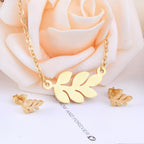Gold Olive Branch Jewelry Set - Necklace & Earrings