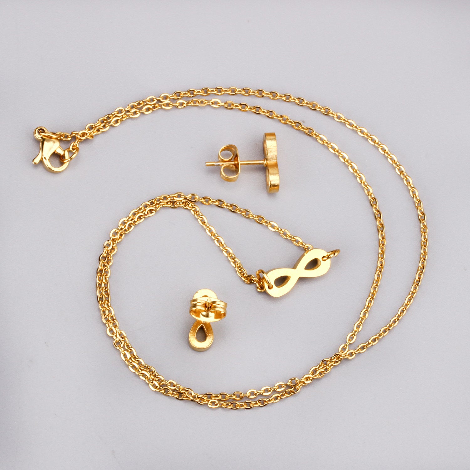 Gold Infinity Jewelry Set - Necklace & Earrings