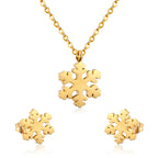 Gold Snowflake Jewelry Set - Necklace & Earrings