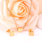 Minimalist Gold Heart Jewelry Set - Necklace & Earrings