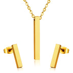 Minimalist Gold Bar Jewelry Set - Necklace & Earrings