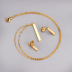 Minimalist Gold Bar Jewelry Set - Necklace & Earrings